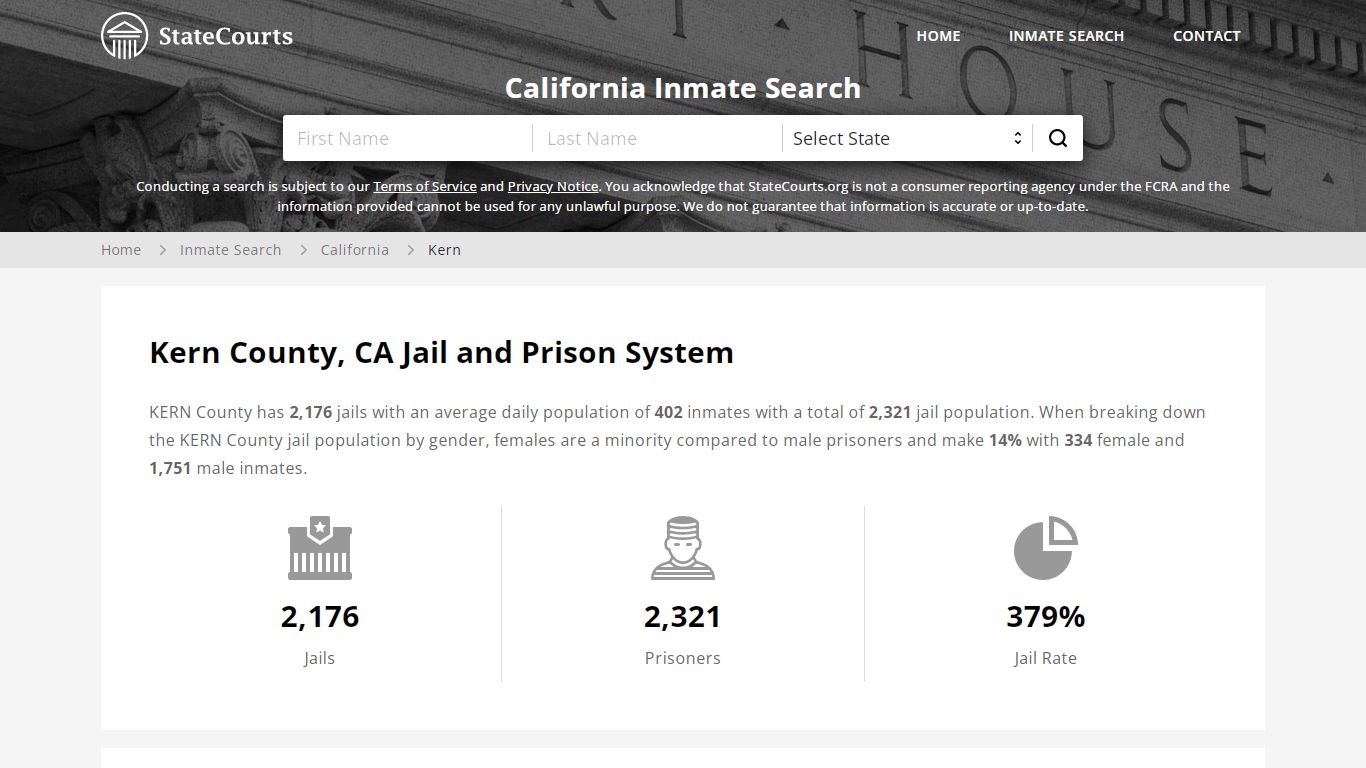 Kern County, CA Inmate Search - StateCourts